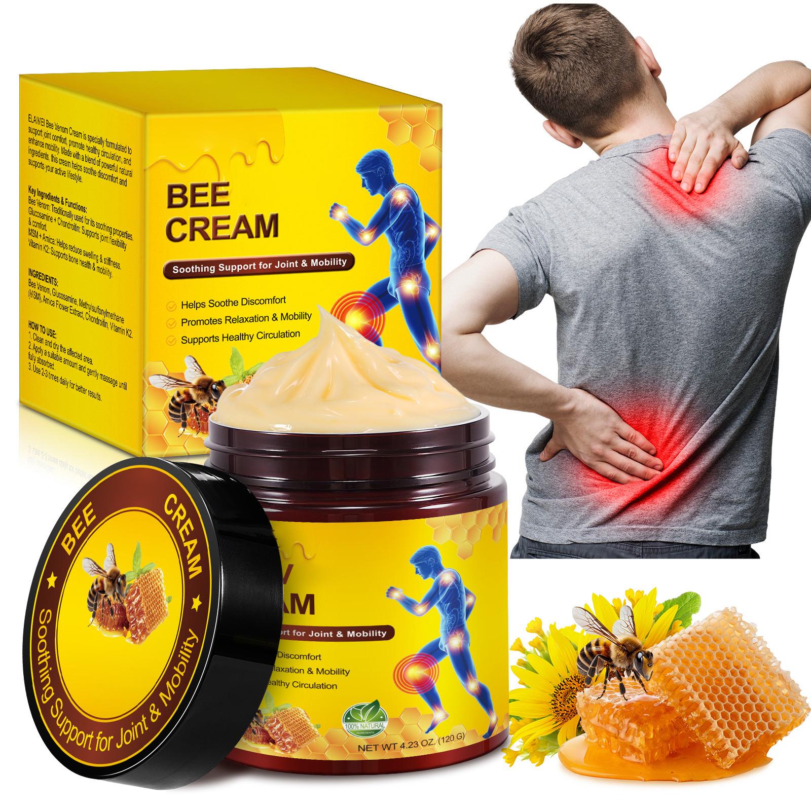 

Крем обезболивающий пчелиный от артрита 120 г, Облегчает боль в поясничных позвонках, кистях рук и суставах стоп, Крем для ухода за суставами One Size