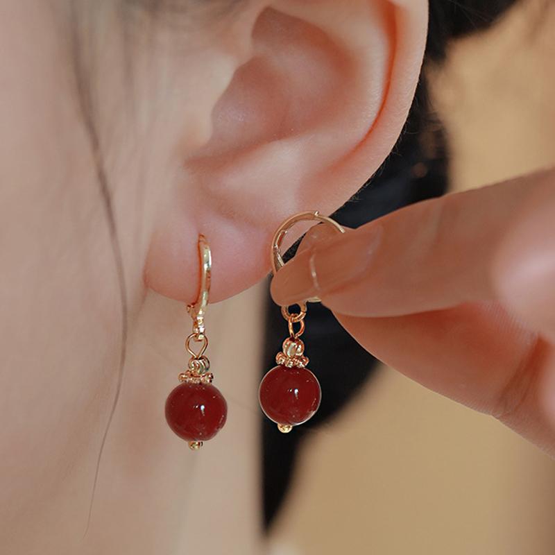 PANJBJ 925 Sterling Silver Rose Hotan Jade Earring for Women Girl Ethnic Style Versatile Temperament Jewelry Gift Dropshipping
