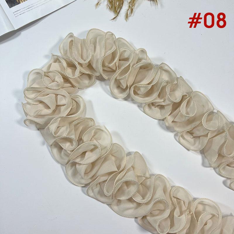 10 Yards 10cm Width Pleated Chiffon Tulle Lace Trim Ruffled Lace Fabric Applique Ribbon Trim Edge For DIY Sewing Dress Curtain