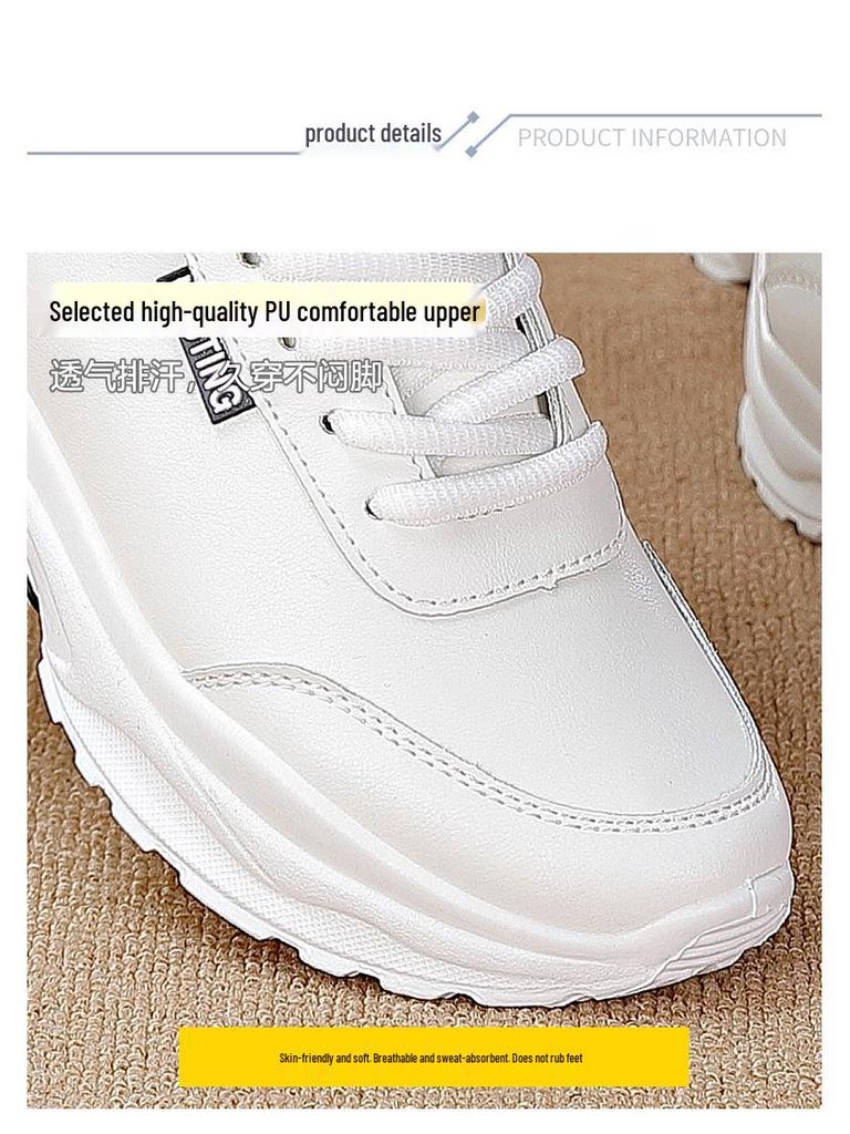 Women's 2025 Autumn Sporty Low-Top Breathable Running Shoes - Leather Upper & Thick Sole
