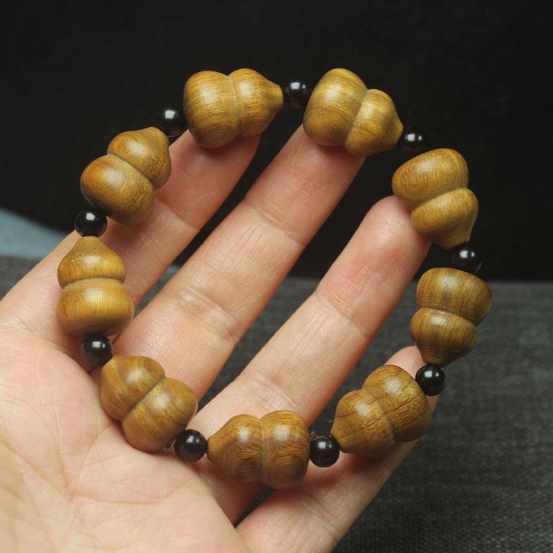 Green Sandalwood Multi-gourd Bracelet, Fortune Gourd Prayer Beads