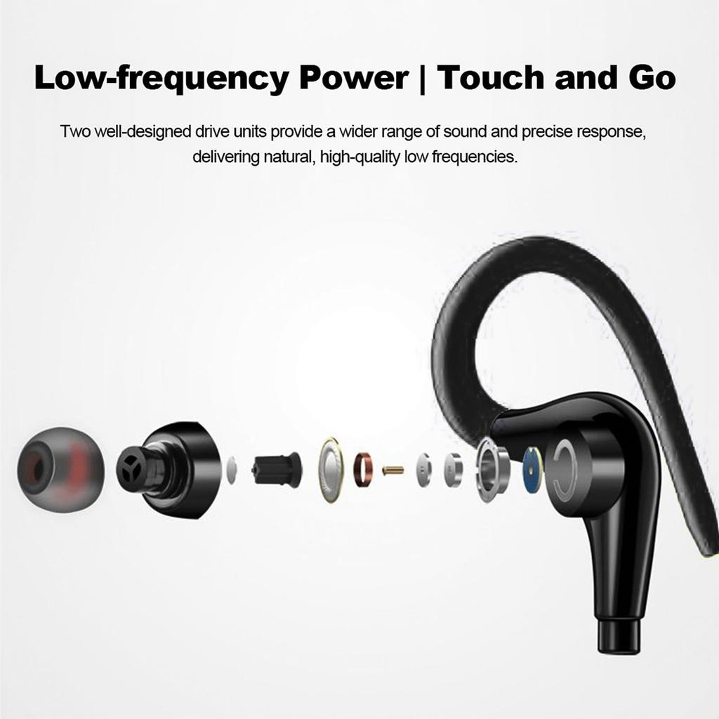 S760 Wired In Ear Waterproof Earphones Ear Hook Earbuds Stereo Super Bass Headphones Sport Headset with Mic Black