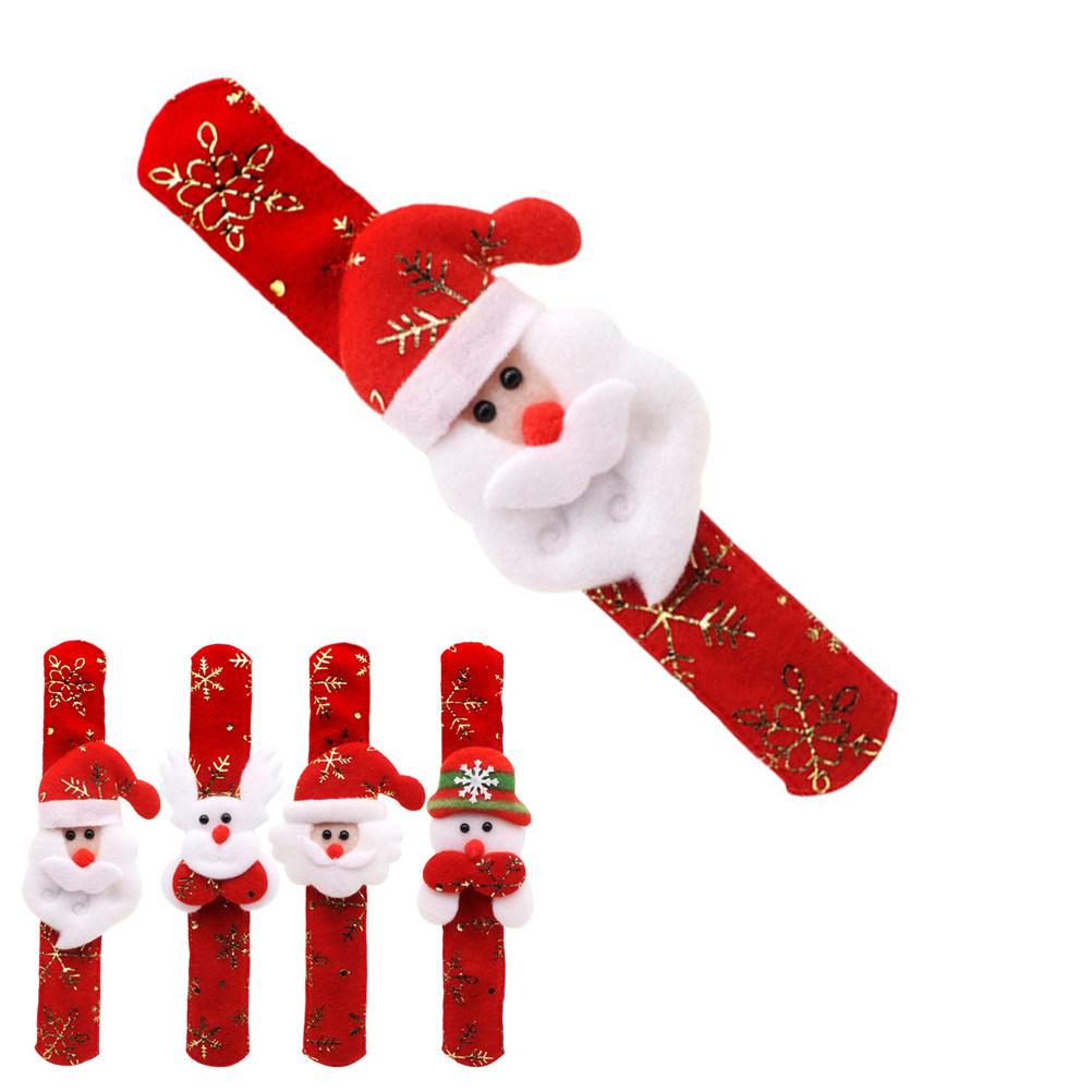 Cartoon 3D Santa Claus Snowman Elk Slap Bracelet Christmas Party Supplies Favors Comfortable Fabric for