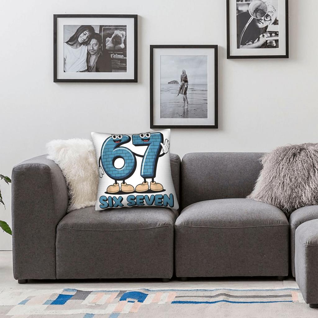 Pillow Cover 67 Six Seven 6-7 Funny Italian Brainrot Gaming Meme Fashion Pillow Case For Wedding Party Home Decor Pillowcases