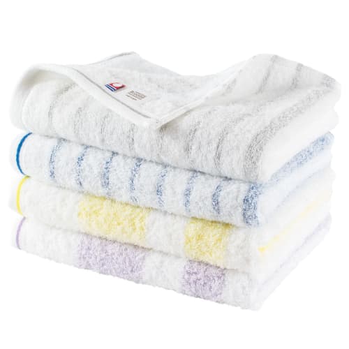 Bloom Imabari Certified Face Towels, Set of 4, Natural Border, Absorbent, Quick-Drying, Indoor Drying, Soft, 100% Cotton, Made in Japan (Assorted)
