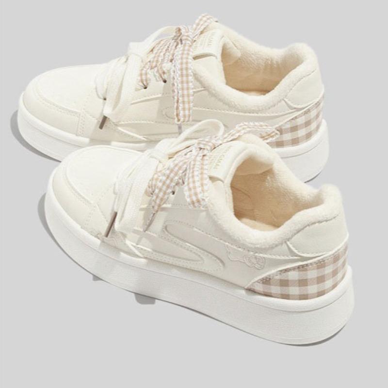 Fleece-lined Warm Sneakers Stylish Versatile Casual Thick-soled Double-cotton Shoes