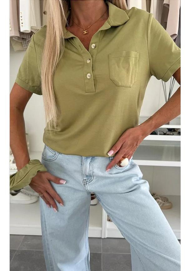 

2025 Urban Casual Women s Lapel Solid Color Pocket Short Sleeve T-shirt XL