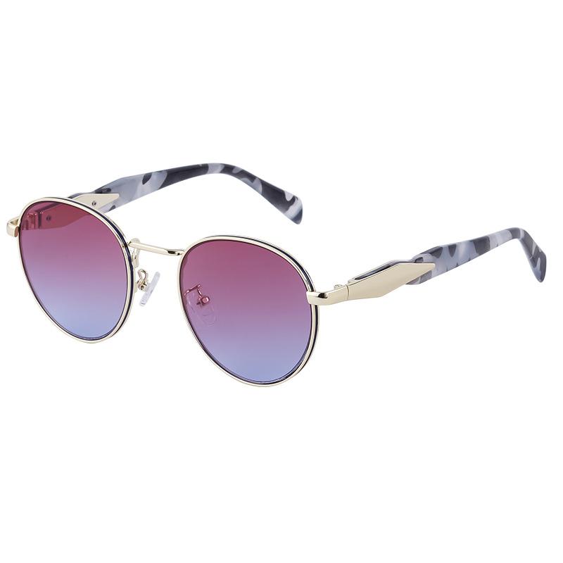 Round Frame Sunglasses Women'S Tide Advanced Sense Metal Sunglasses Men'S Sunglasses