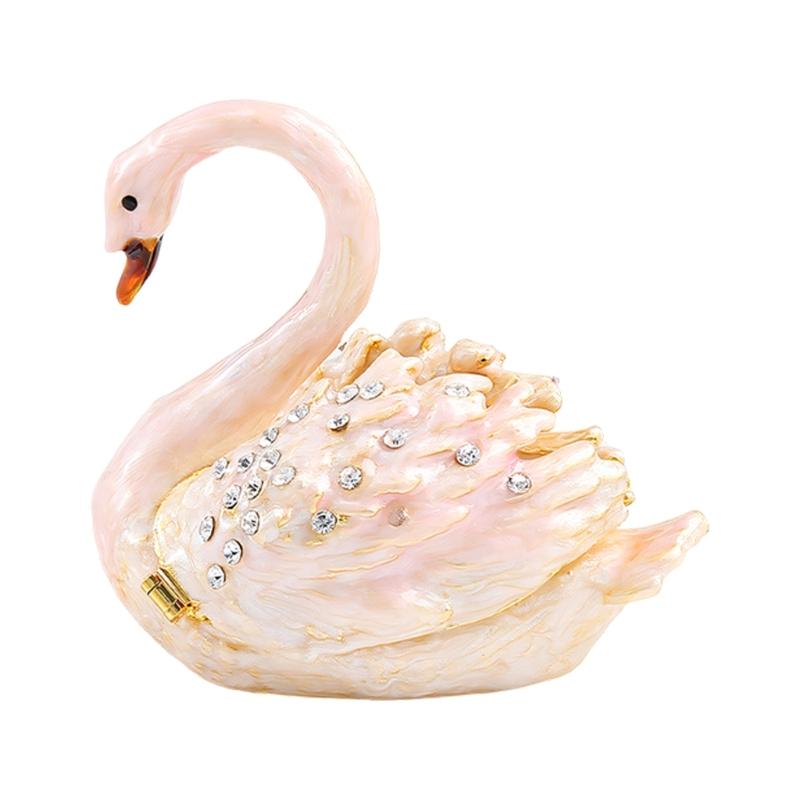 

Luxury Rose Gold Swan Shaped Trinket Case With Multiple Compartments Perfect Wedding Anniversary Present 1