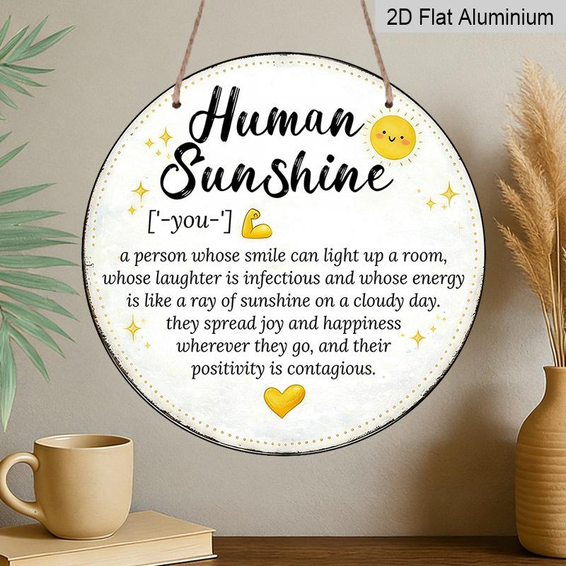 

2D flat 1pc aluminum pendant, sunny positive style 7.87 inches x 7.87 inches, suitable for home decoration, wall art, a gift for cheerful friends 1pc