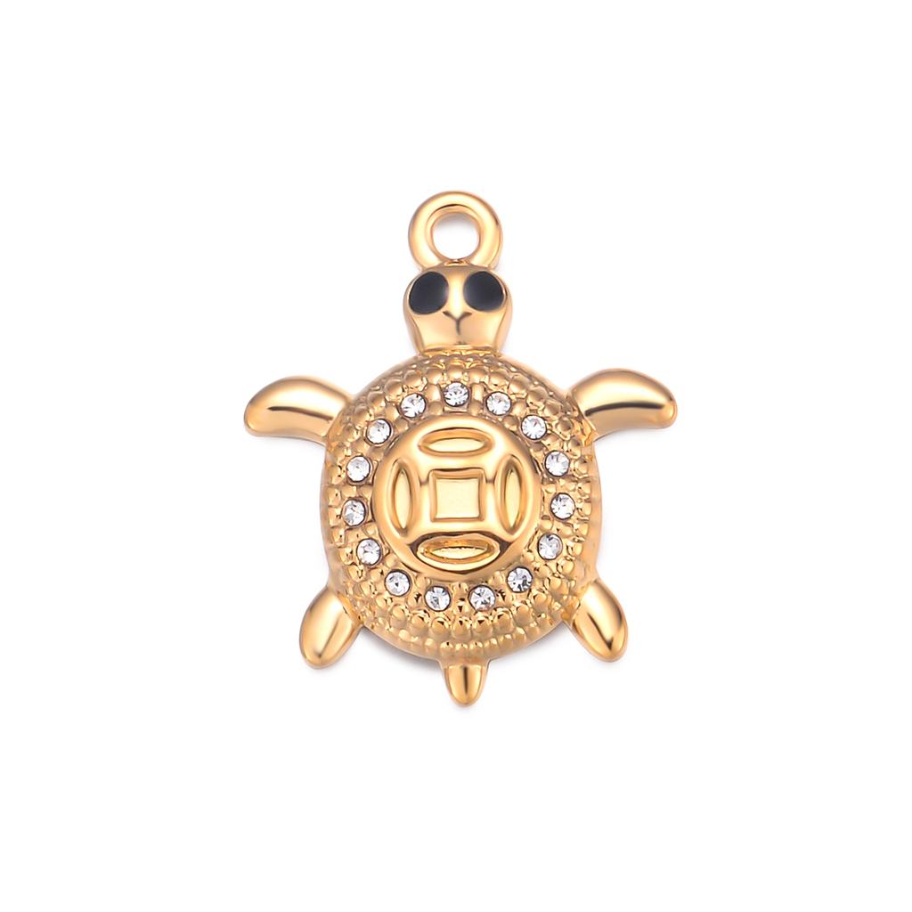 4Pcs Cute Crystal Pet Paw Charms Stainless Steel Turtle for Jewelry Making DIY Earrings Bracelet Necklace Supplies Accessories