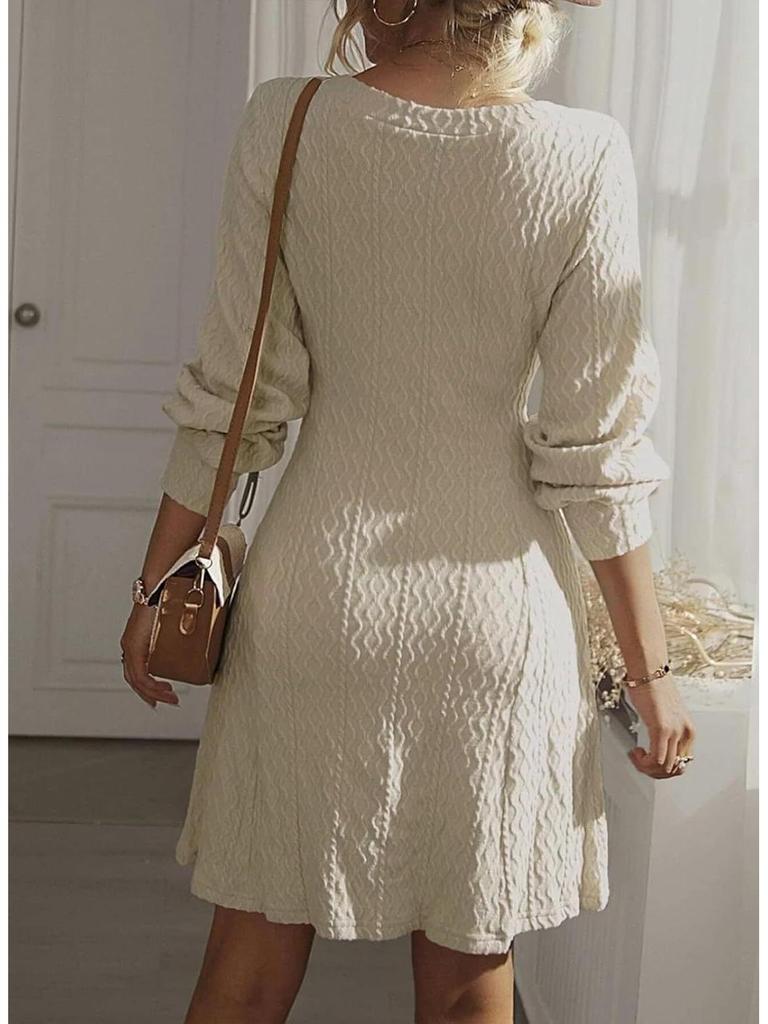 2024 Autumn Elegant Long-Sleeve Textured Dress