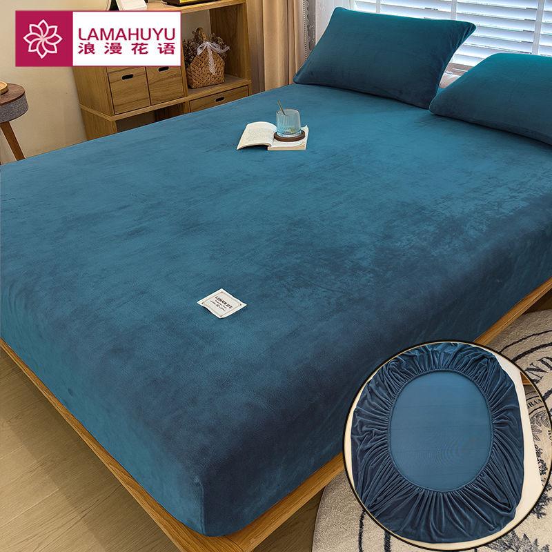Weiche warme Plüsch Spannbettlaken elastische Matratzenauflage flauschiges Korallenfleece Bettwäsche Winter Paar Luxus Doppelbett Bettwäsche