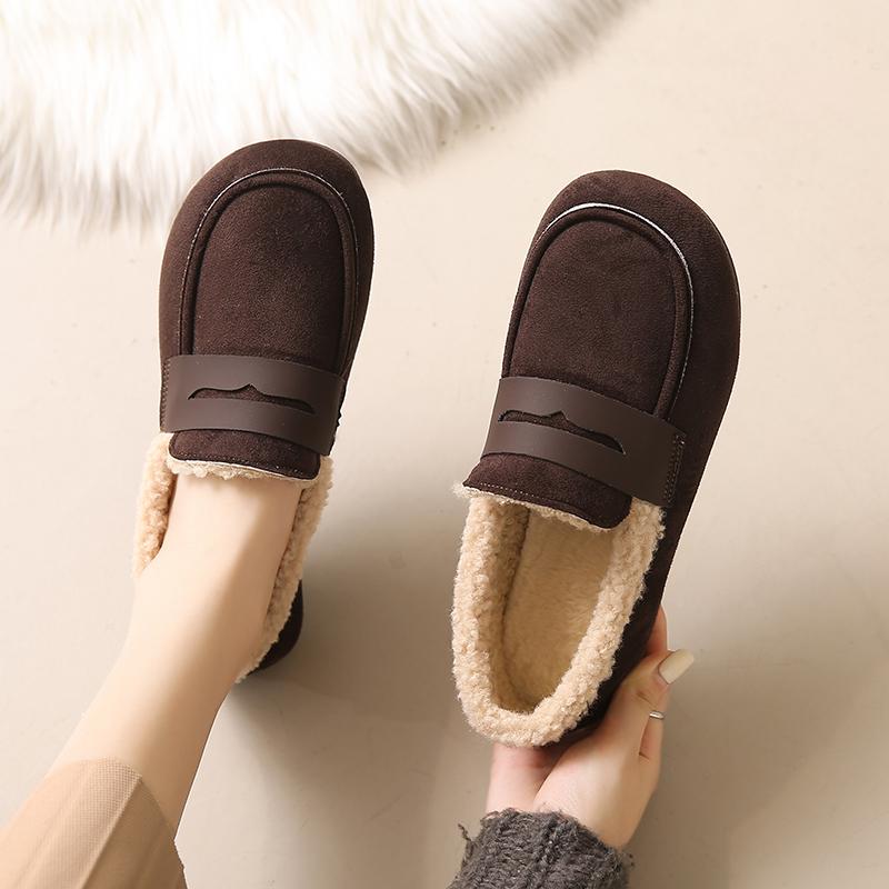 Large size cotton shoes winter velvet wide fat feet pregnant women loafer beanie shoes fluffy shoes