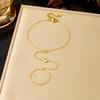 DIEYURO 316L Stainless Steel Fashion White Round Zircon Back Of Hand Chain Finger Bracelet Lady Trend Classic Waterproof Jewelry