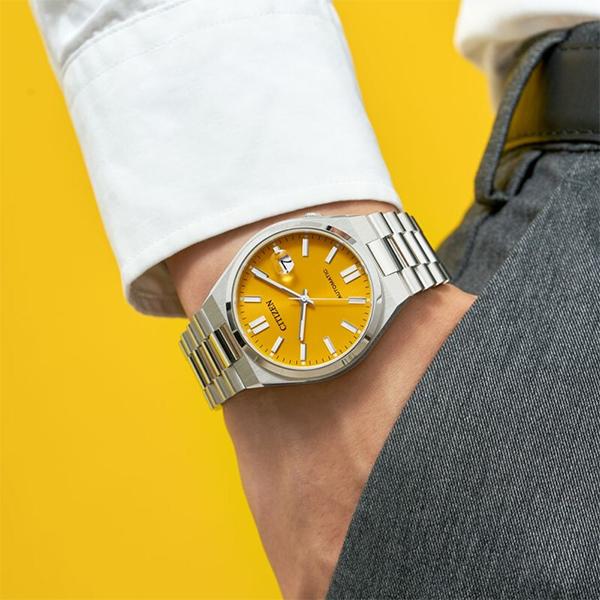 Citizen Me Series Waterproof Calendar Display Mechanical Movement Stainless Steel Watch Orange Dial Men Watches NJ0150-81Z