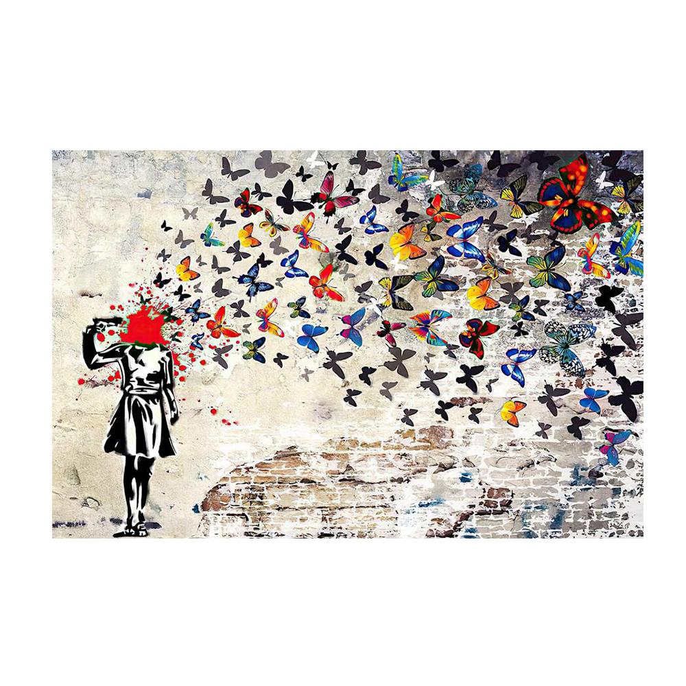 

Известные художники Бэнкси Детский портрет Бабочка Граффити Картина на холсте Уличное искусство Современные постеры Современное настенное искусство Большие принты Домашний декор 50x70cm No Frame белый