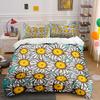 3pcs Hand-drawn Daisy Pattern Print Bedding Set 1 Duvet Cover 2 Pillowcases for Adult and Children Luxury Gift Full Size