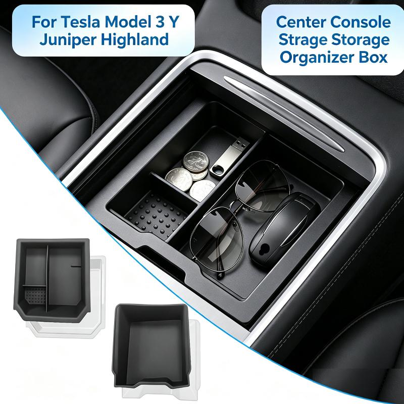 For Tesla Model 3 Highland 2024-2026 Model Y Juniper 2025 2026 1PC Storage Box Center Armrest Organizer Car Interior Accessories