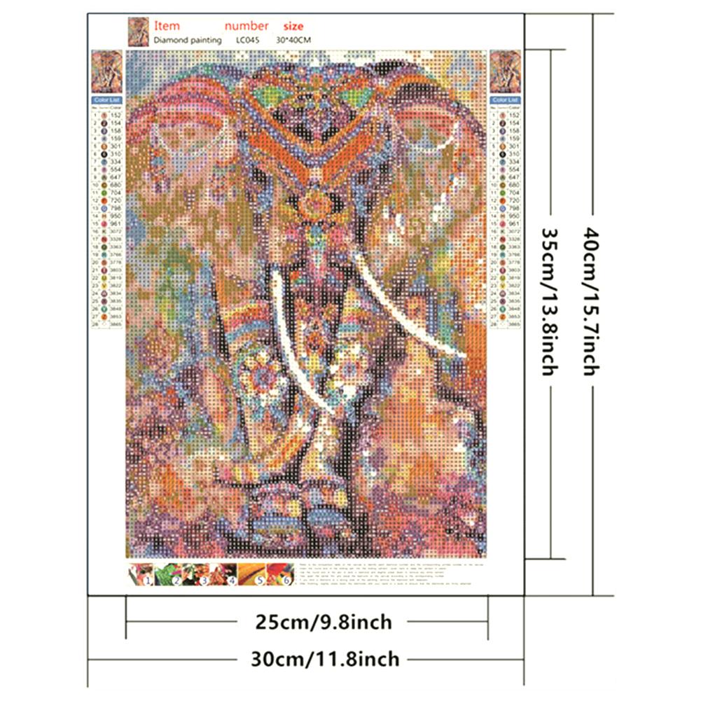 30x40cm Oil  Canvas Diy 5D      Material  Kit Elephant-shaped Pattern Full Rhinestone Embroidery Home Decoration