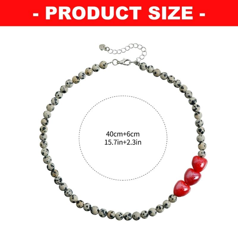 Mooie Rode Steen Hart Kralen Sleutelbeen Ketting Ketting Sieraden Stuk Geweldig Voor Het Combineren Met Verschillende Outfits