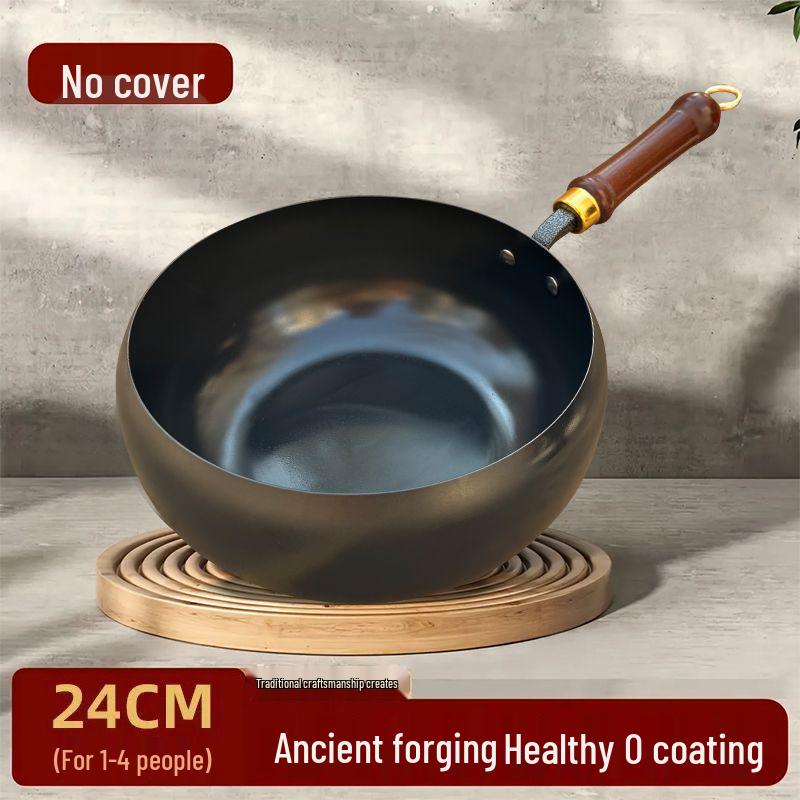

Zhangqiu Traditional Hand-Forged Large Iron Stir-Fry Pan - Non-Coated, Non-Stick, Flat-Bottomed.