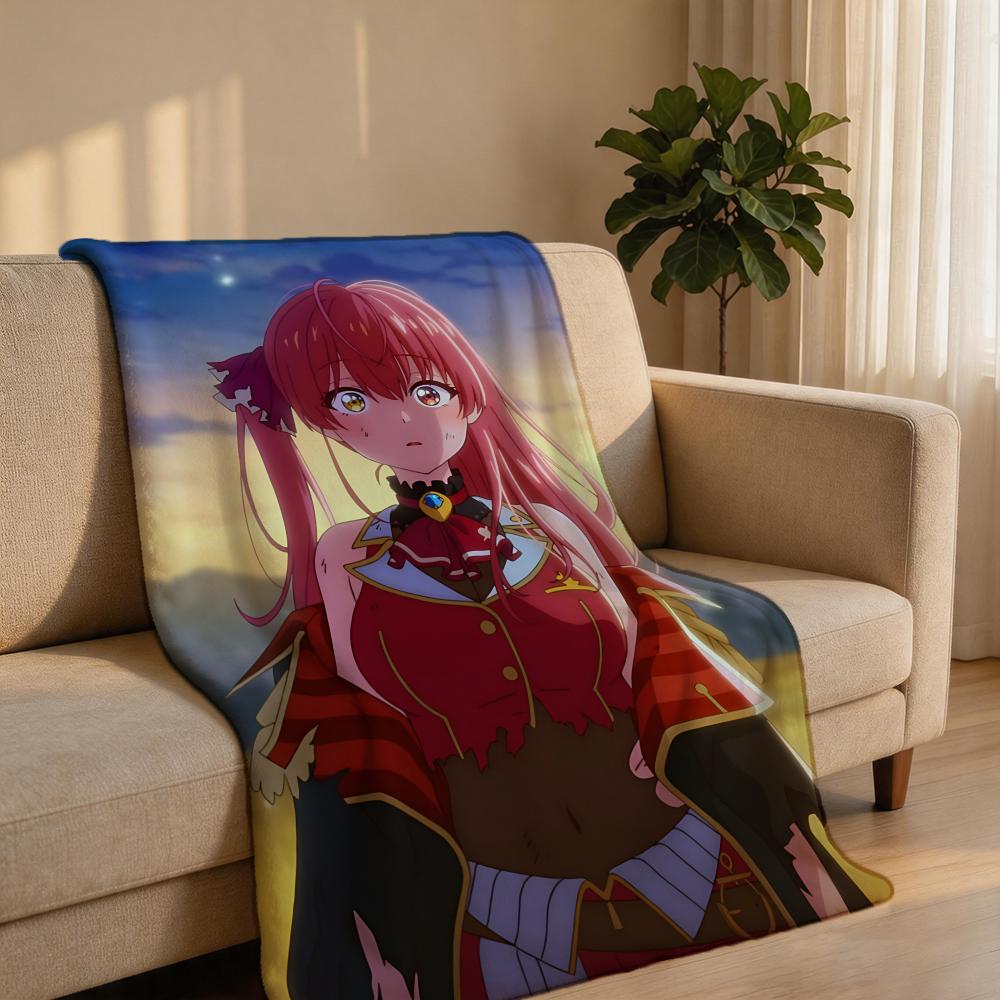 Vtuber H-Houshou MarineS Throw Short Plush Throw Blanket Soft Skin-Friendly Multi-Scene Home Office