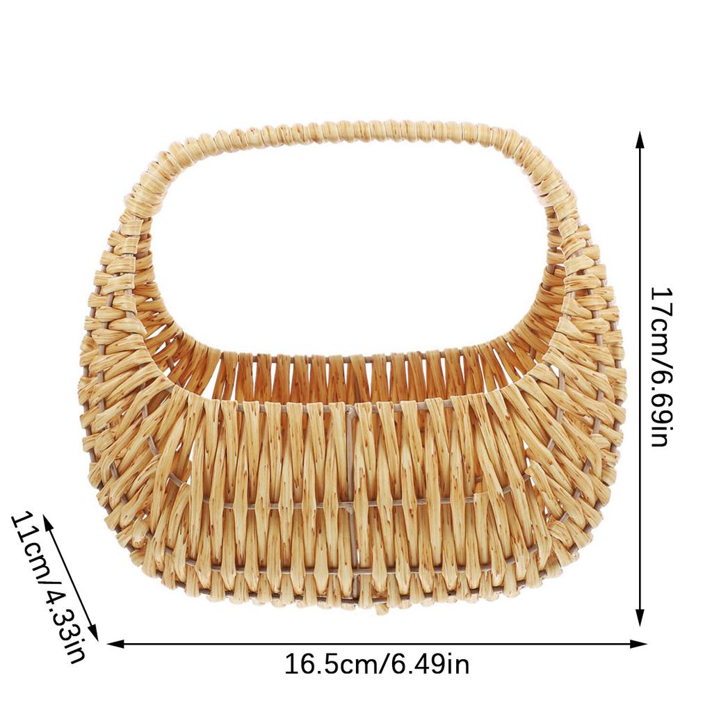 Willow Rattan Woven Wedding Basket Wicker Half Moon Storage With Handle Sturdy Flower Girls Baskets Home Picnic Sundry Container