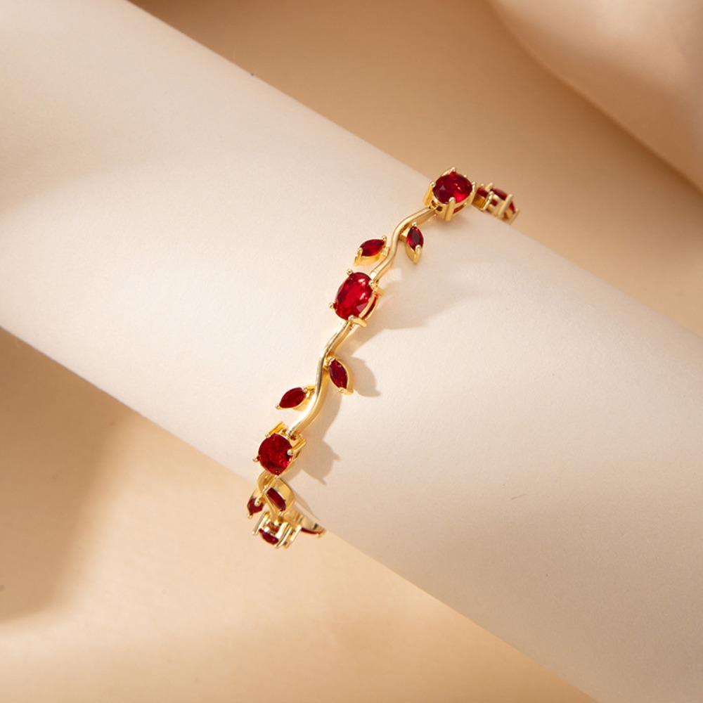 Luxury Sparkling Leaf Chain Gold Silver Color Crystal Sparkling Leaf Bracelets  Jewelry Gift