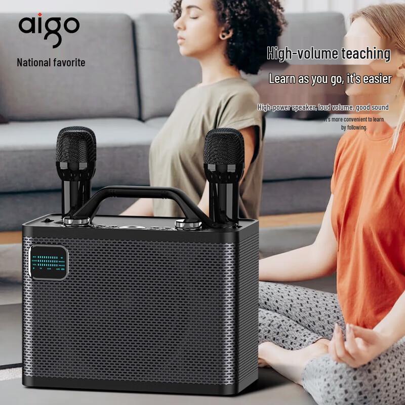 Aigo T198 Portable Bluetooth Guitar KTV Speaker with Dual Microphones