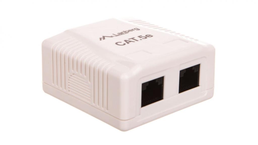 Gniazdo Teleinformatyczne Natynkowe Utp 2Xrj45 Kat.5E Ou5-0002-W
