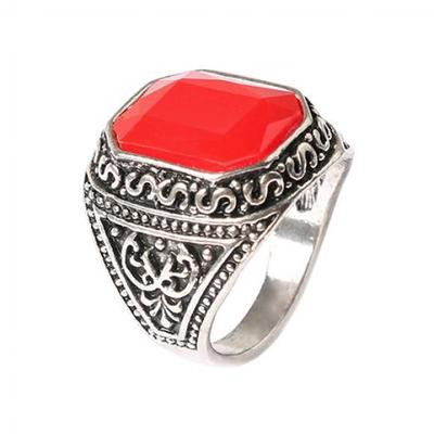 Anello per gioielli da festa in lega di resina geometrica intagliata vintage da amante delle donne da uomo