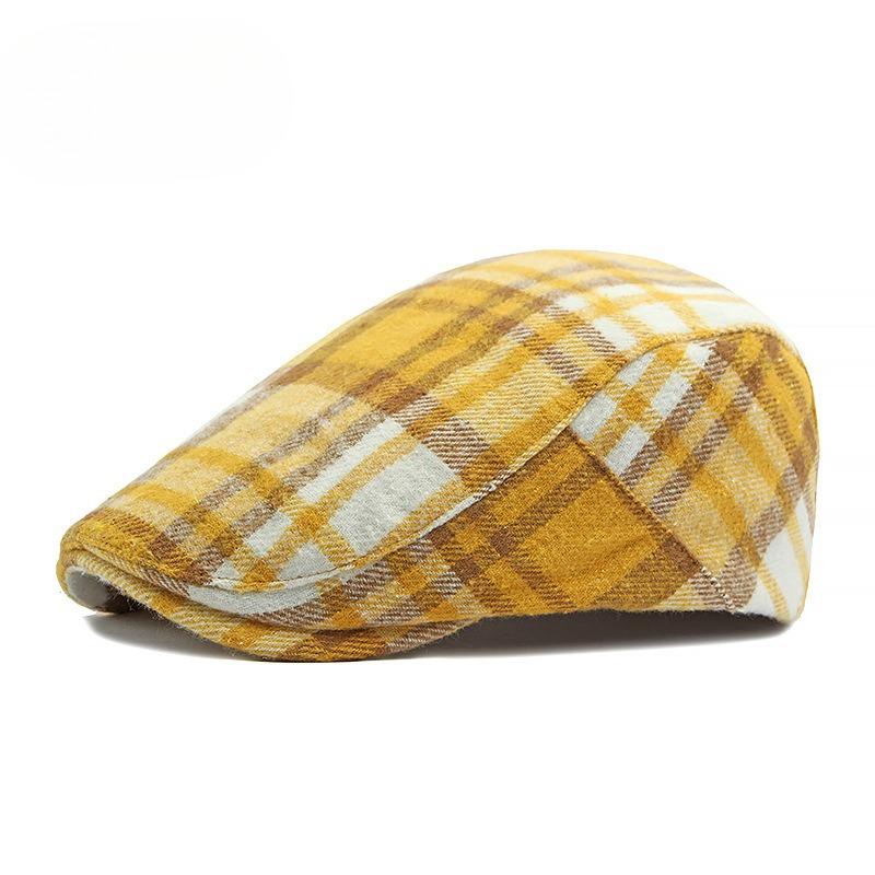 British Retro Plaid Beret for Men Women Autumn Newsboy Cap Vintage Flat Cap Fashion Casual Painter Peaked Hat Unisex Cabbie Cap