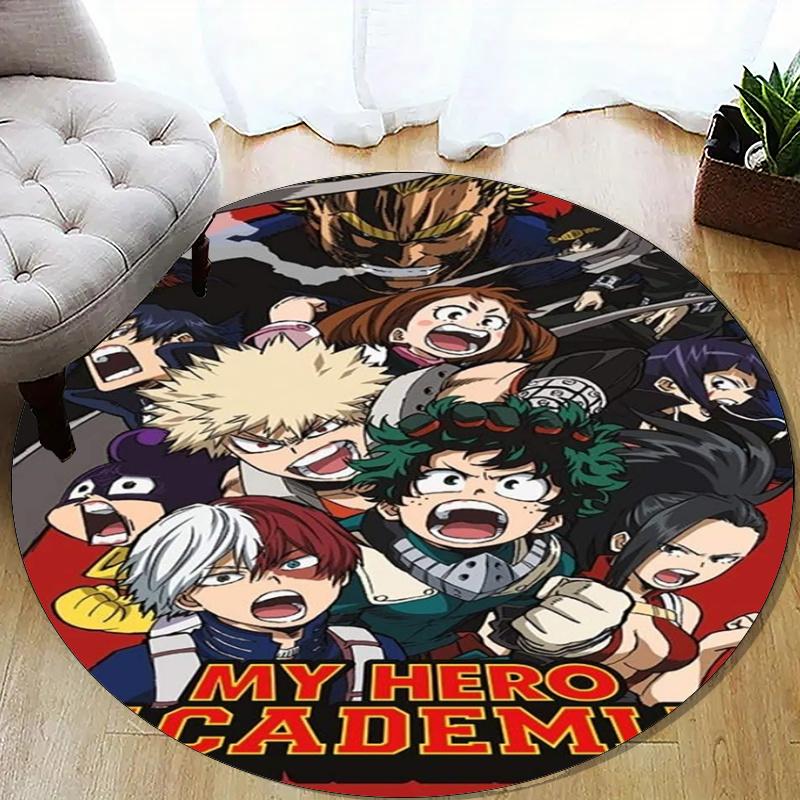My Hero Academia Bedruckter Runder Teppich Teppich Stuhlteppich Bereichsteppich Eingang Fußmatten, für Bürostuhl Wohnzimmer Schlafzimmer Küchenraum.