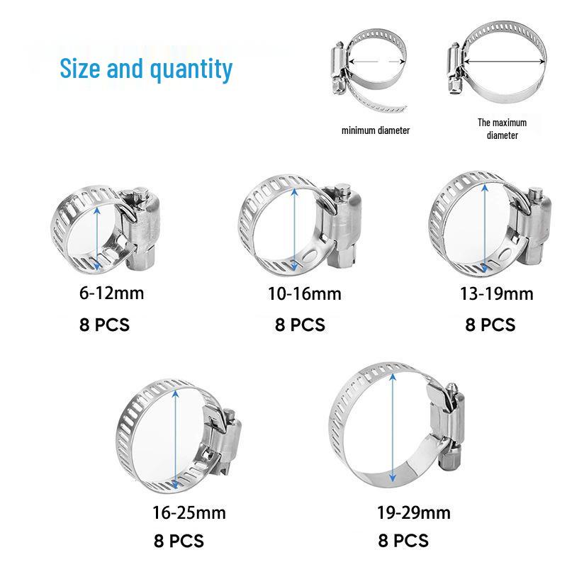 40-Piece Adjustable Worm Gear Hose Clamp Set for Pipes