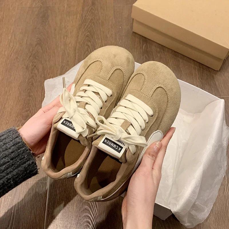 Women's round toe platform shoes satin material casual vulcanized shoes 2025 new style non-rubbing sports shoes