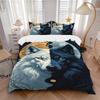 3pcs Wolf Moon Bedding Set Down Comforter Cover and Pillowcases, Suitable for Guest Room Home Decoration All Seasons(No Insert) S0819025