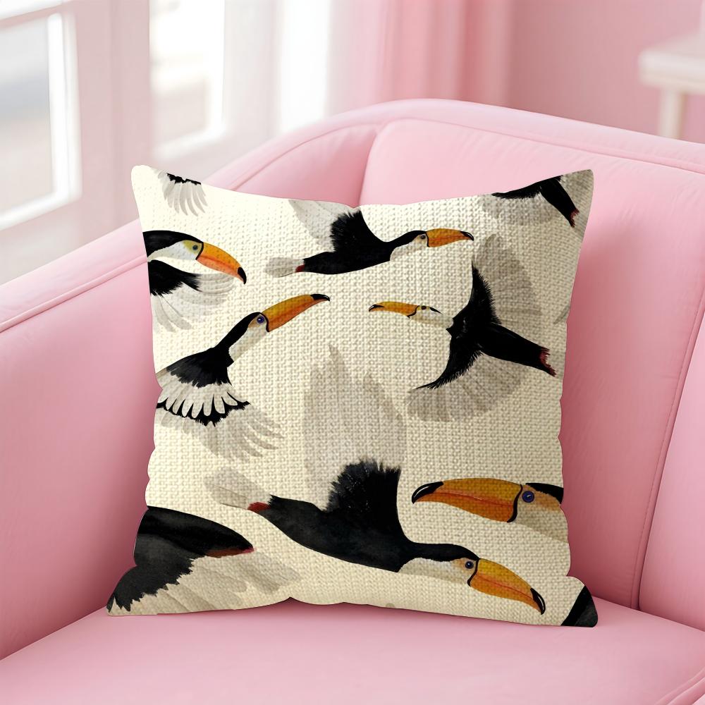 

Toucan Fashion Cushion Cover Natural Linen Pillow Case DoubleSided Print Decorative Sofa Pillowcase Home Decor Gift 30x30cm