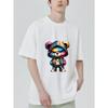 Cute Bear Streetwear T-Shirt Black Colorful Graffiti Bear with Hoodie and Sneakers Urban Fashion Casual Wear for Men and Women