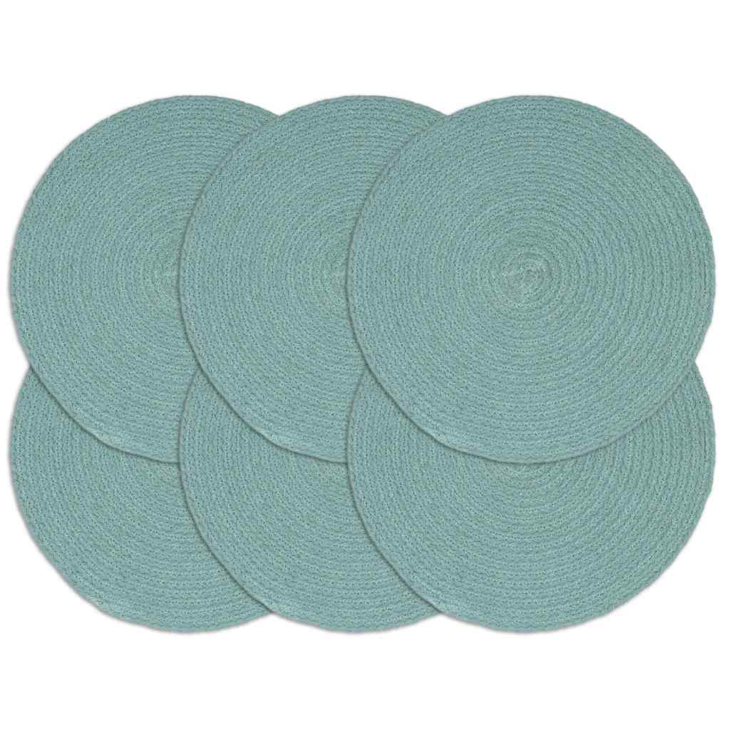 vidaXL Tischsets 6 Stk. Grün 38 cm Rund Baumwolle grün