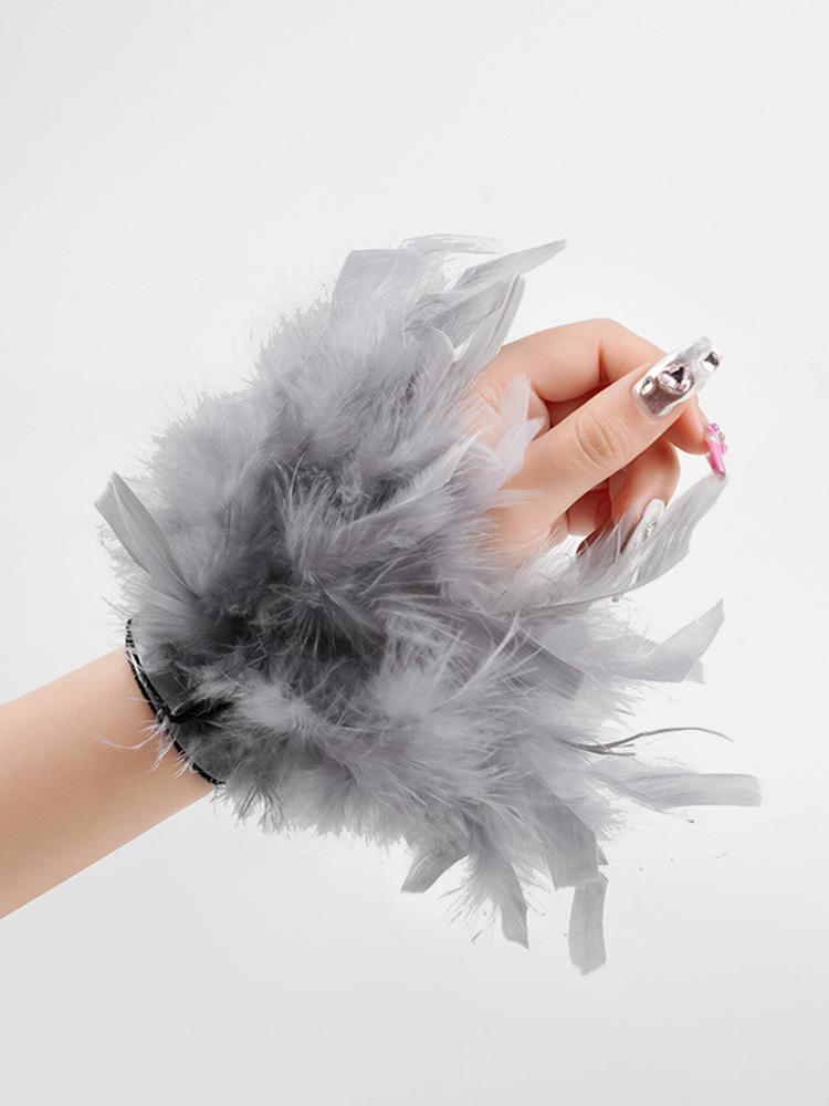 8 Farben Armbandhüllen für Nagelfotos, Federn, Nagelteile, Plüsch-Handgelenkmanschetten für Maniküre, Handfoto, Nageldekor