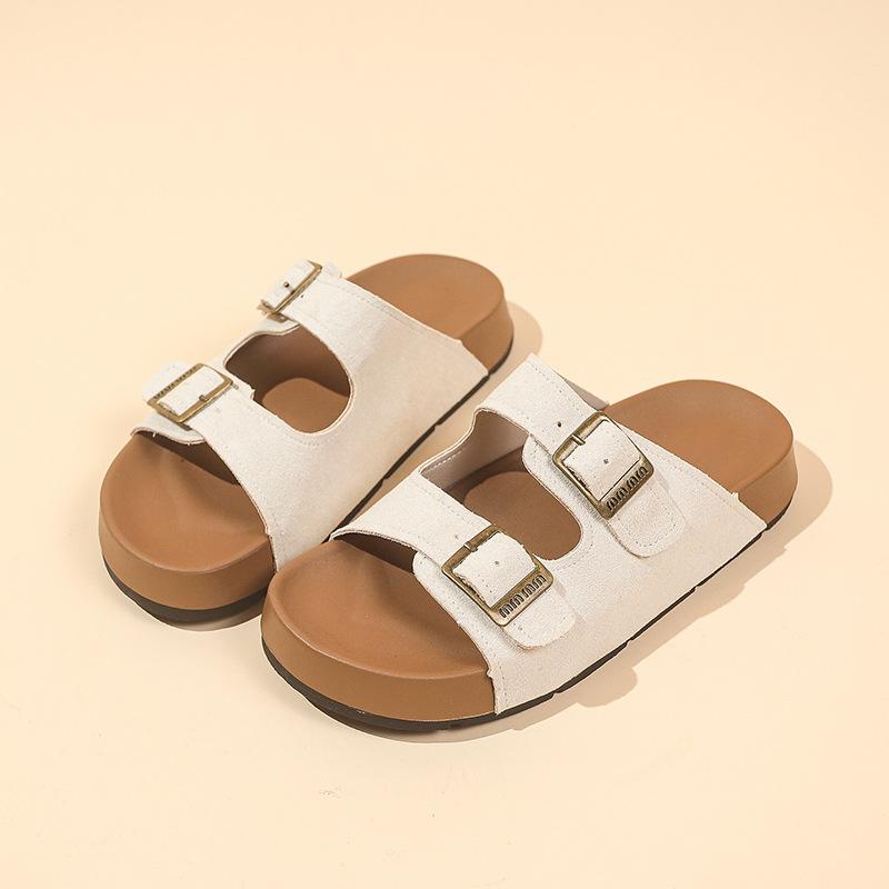 Beautiful thick-bottomed Boken slippers 2025 summer new double-buckle thick-bottomed heightened non-slip and breathable outer wear casual sandals
