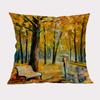 Autumn Tree Landscape Decoration Cushion Cover Cotton Linen 3D Oil Painting Scenery Sofa Decorative Throw Pillow Case Cojines