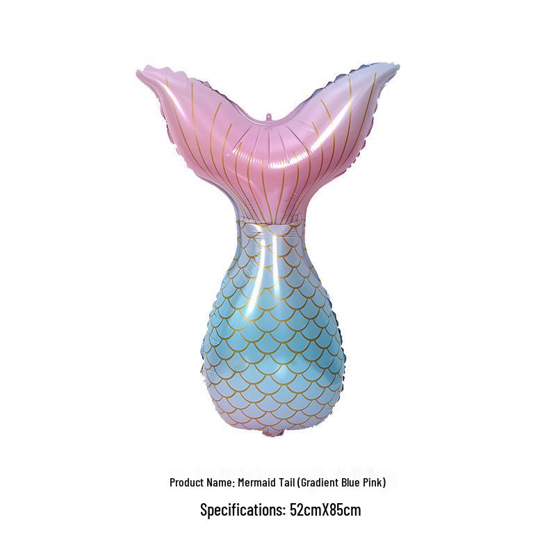 Mermaid Party Gradient Balloons Set: Tail & Large Shell Foil Balloons