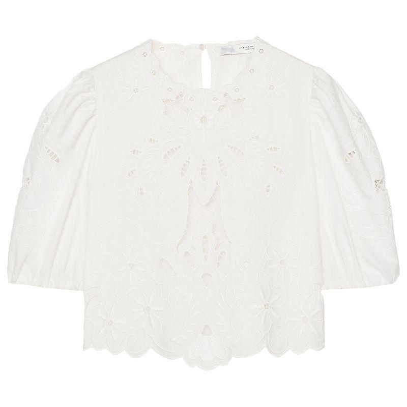 Zaprha 2025 New Arrival French Smock Top Women's Embroider Lace Romantic Round Neck Shirt 6895060