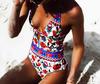Floral Halterneck Backless Lace-up One-Piece Swimsuit for Women