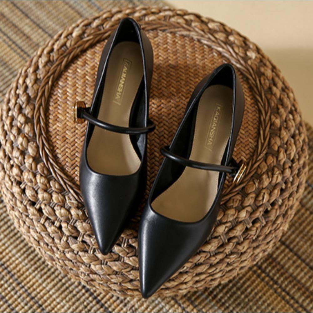 Fashion Single Shoe Women's 2025 Summer New Retro French High Heels with Pointed Toe and Mid Heel Mary Jane Womens Shoes Ladies Pumps