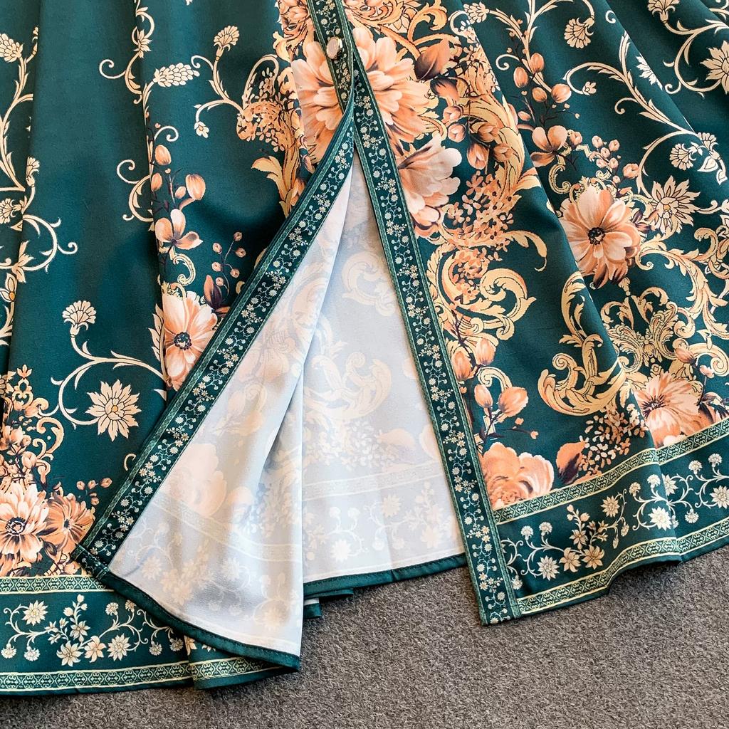 Abito Chemisier da Donna Vintage con Stampa Floreale, Vestibilità Slim, con Cintura, Moda Estiva, Maniche a Sbuffo, Monopetto, Elegante, Casual
