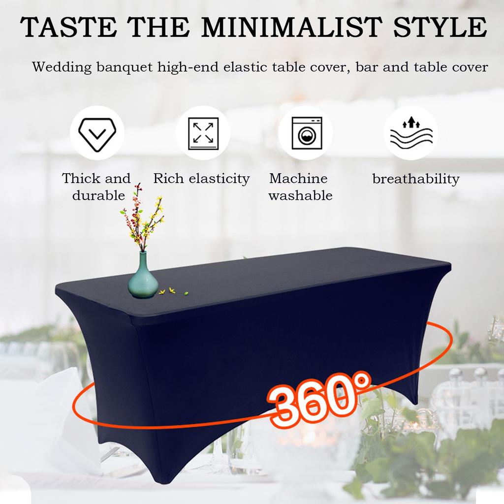 6 Ft Stretch Fitted Tablecloth Elastic Tablecloth With Leg Pockets Festive Table Decorations (Dark Blue)