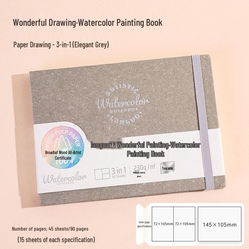 Carnet de schițe acuarelă Fructe Albastre: 300g Bumbac, Pagini Perforate, Colecție Pești, Caiet Gol